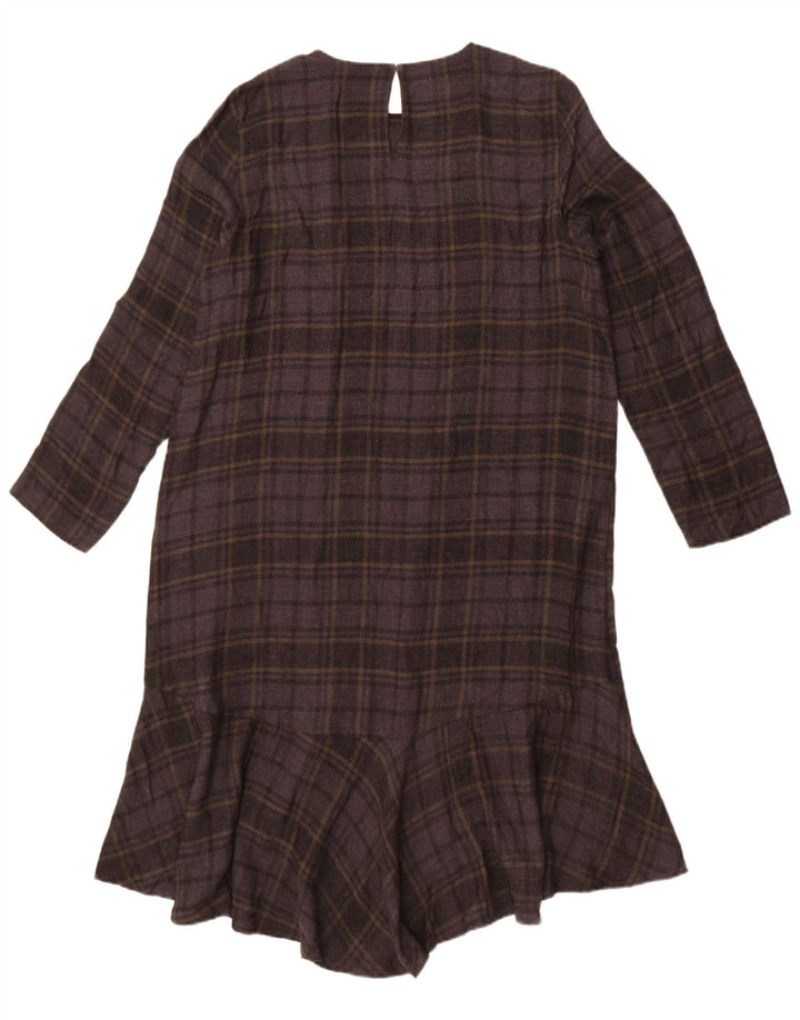 Damska sukienka z długim rękawem i obniżoną talią Zara UK 14, duża szara krata