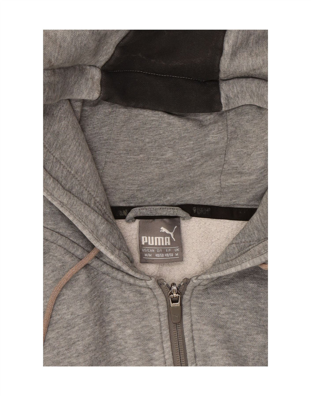 PUMA Mens Graphic Zip Hoodie Sweater Medium Grey Cotton Vintage Puma and Second-Hand Puma from Messina Hembry 