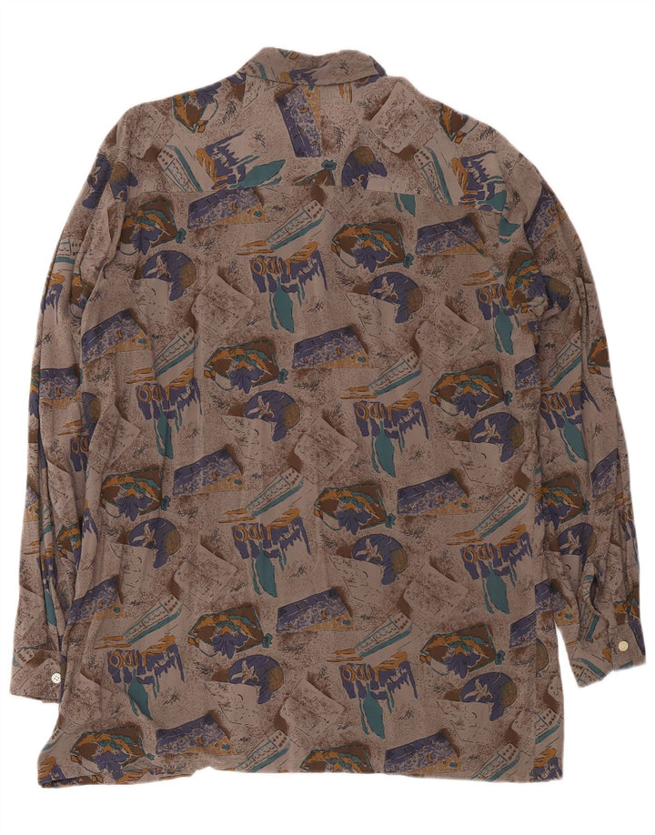 Koszula męska w stylu vintage w abstrakcyjny wzór, rozmiar 41/42, duża, szara wiskoza