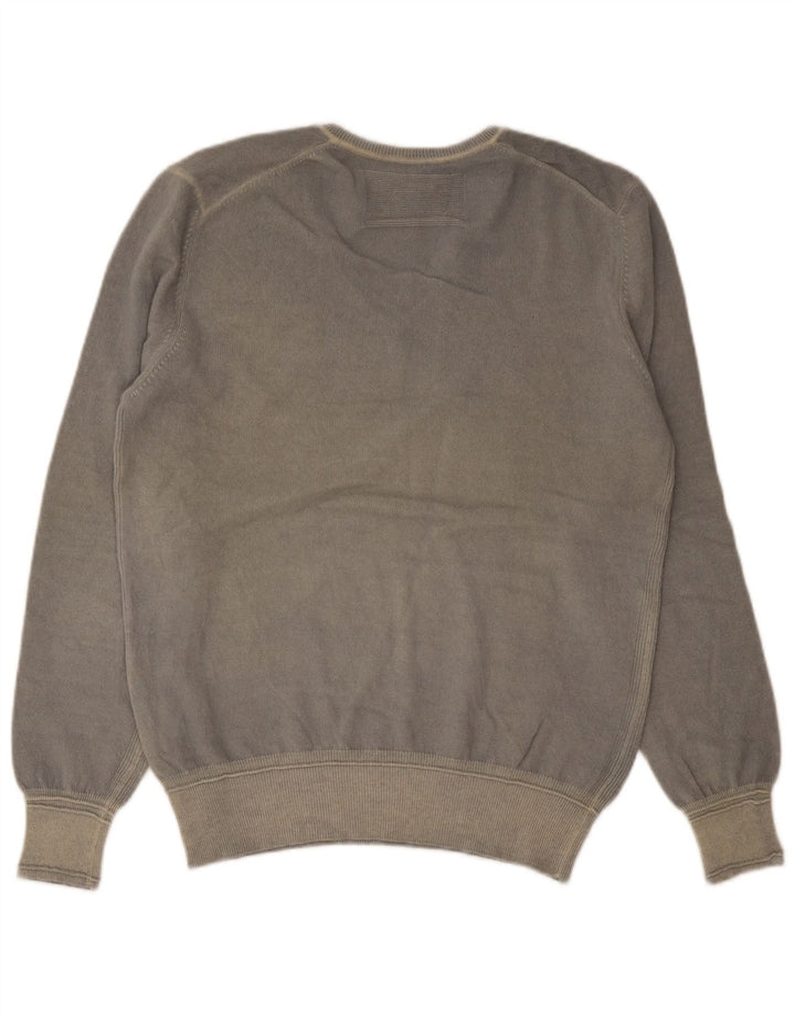 Playlife Męski sweter z dekoltem w kształcie litery V, duży, szary, wełniany