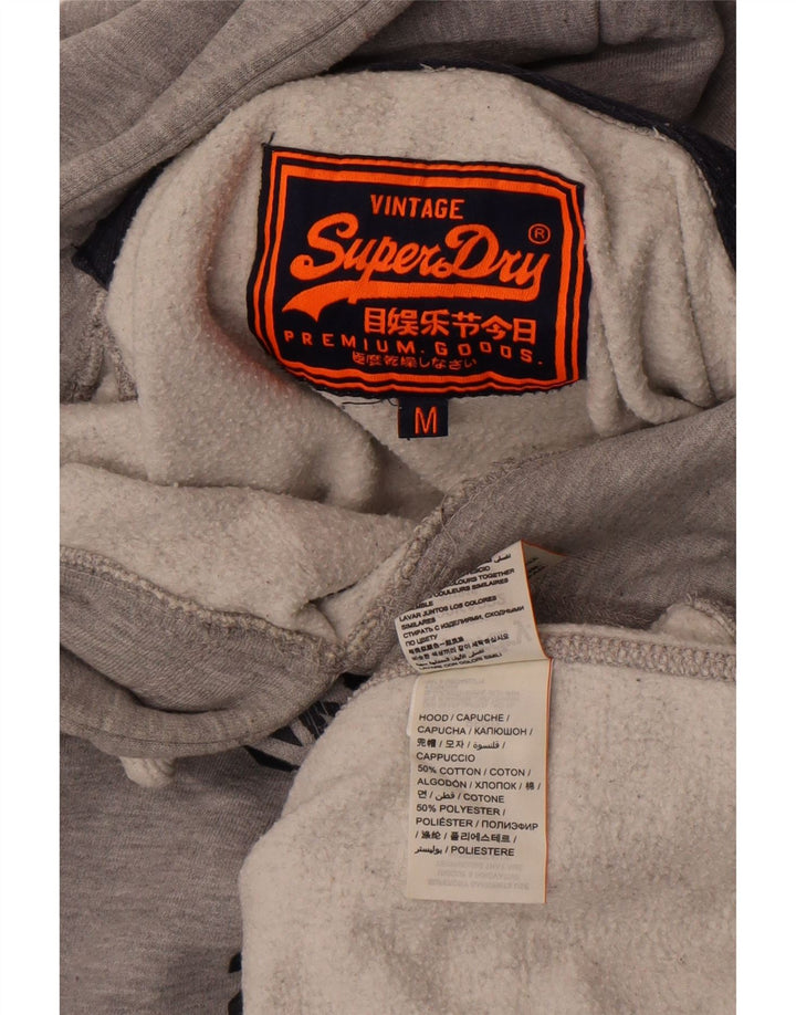 Męski sweter z kapturem Superdry z grafiką, średnioszary, bawełniany
