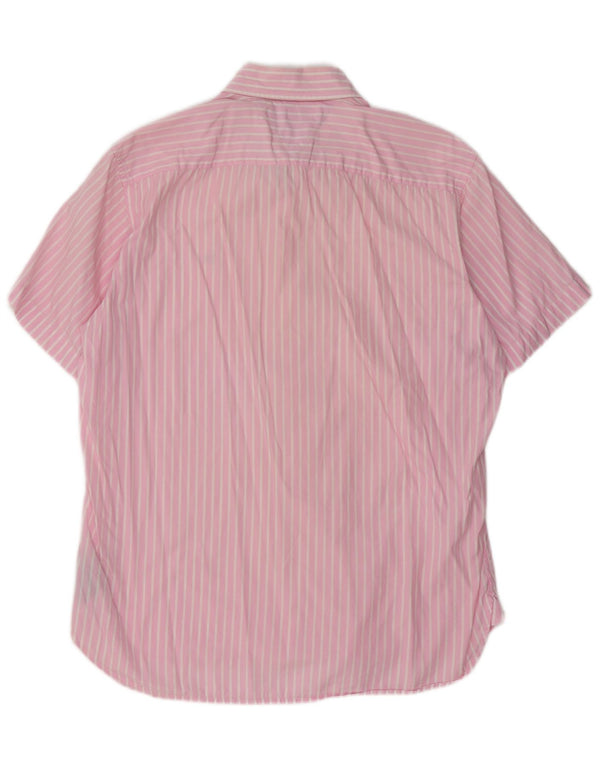 Tommy Bahama Mens Short Sleeve Shirt Large Pink Pinstripe Cotton