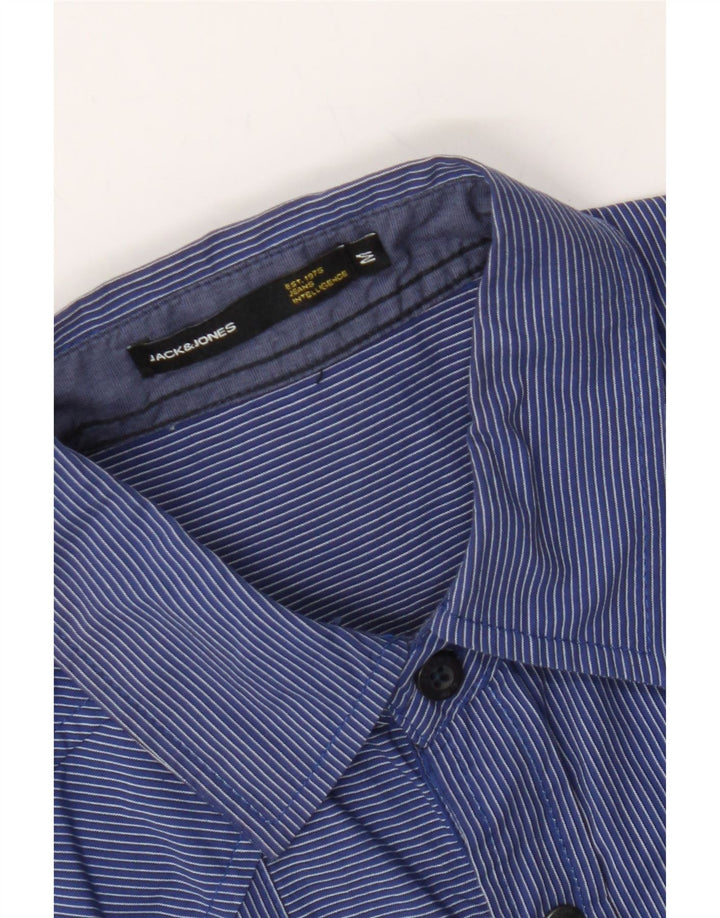 JACK & JONES Mens Short Sleeve Shirt Medium Blue Pinstripe Cotton Vintage Jack & Jones and Second-Hand Jack & Jones from Messina Hembry 