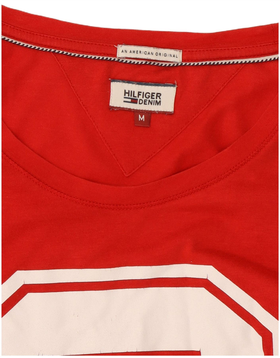 Męska koszulka z grafiką Tommy Hilfiger, bawełniana, średnia czerwona