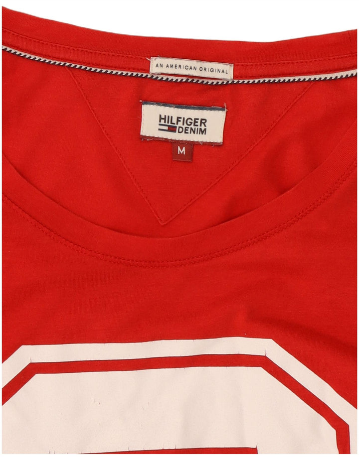 Męska koszulka z grafiką Tommy Hilfiger, bawełniana, średnia czerwona