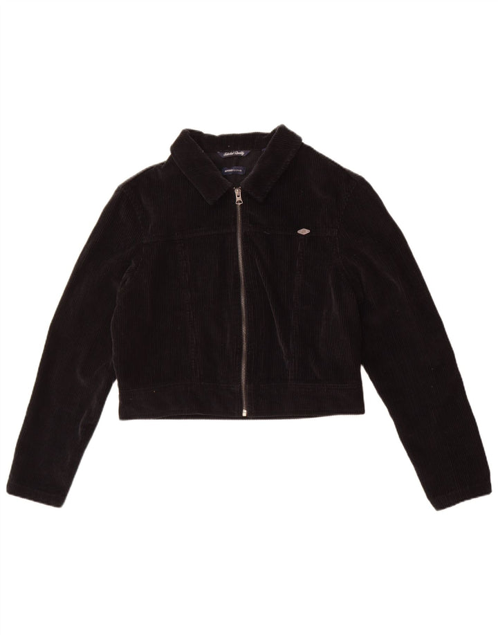 Damska kurtka sztruksowa Superdry Crop UK 12, średnia czarna bawełna