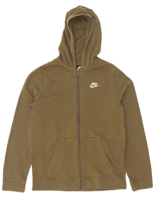 Chłopięcy sweter z kapturem i zamkiem Nike, 13-14 lat, XL, bawełna khaki