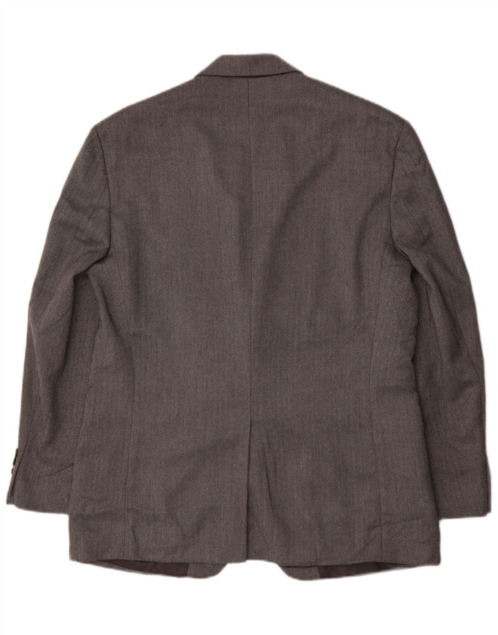 CHAPS Mens 2 Button Blazer Jacket IT 42 XL Grey Herringbone Rayon