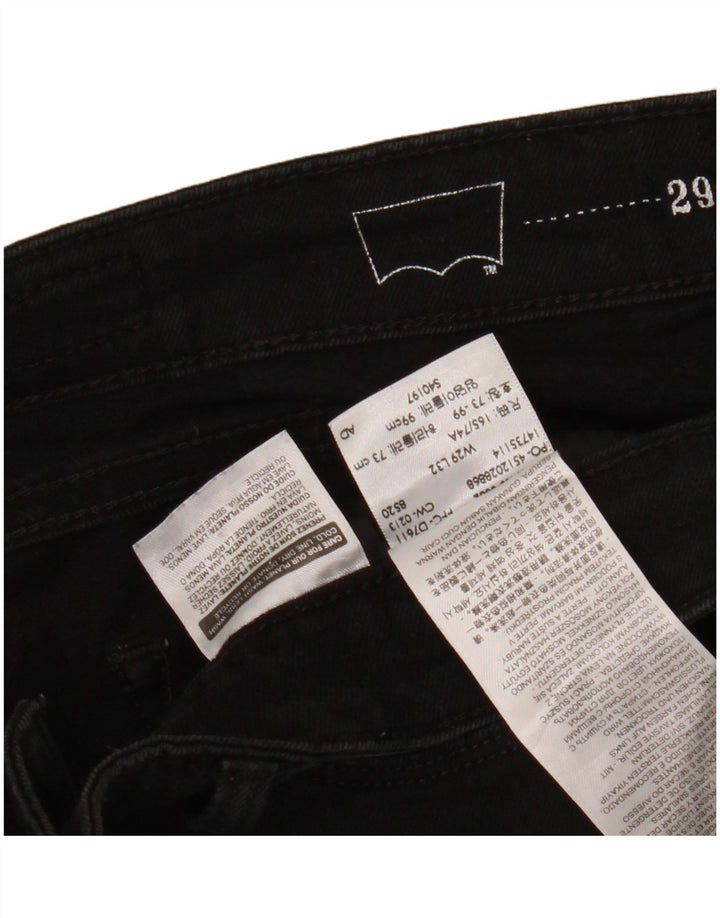 Damskie jeansy LEVI'S z lekkim zakrzywieniem i nowoczesnym stanem W29 L32, czarna bawełna