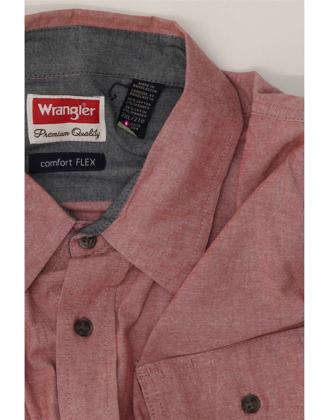 Koszula męska z krótkim rękawem Wrangler 2XL, różowa, bawełniana