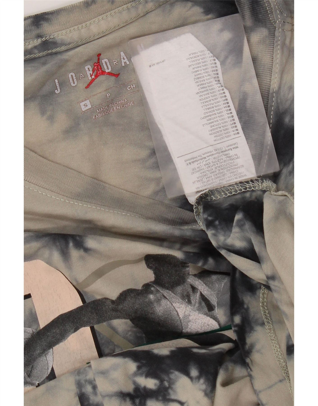 Męski T-shirt z grafiką Jordan, mały, szary, bawełniany Tie Dye