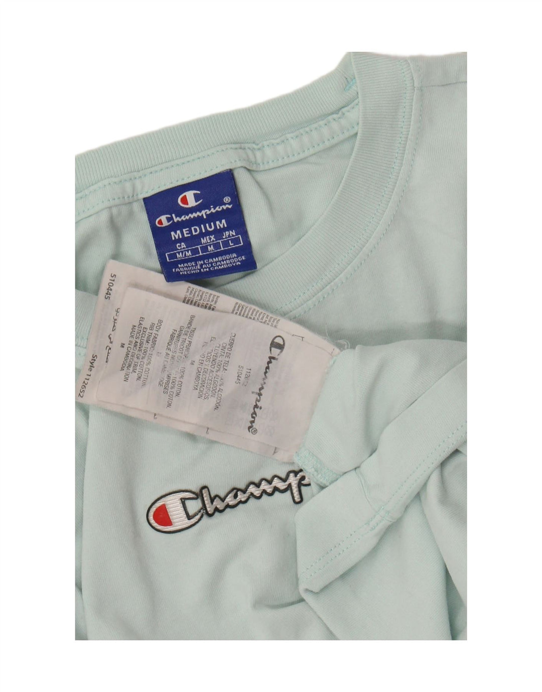 Damska koszulka CHAMPION Crop Graphic Top UK 14 Średnia turkusowa bawełna