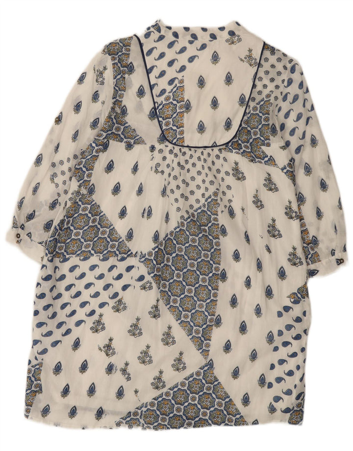 Damska sukienka typu shift z rękawem 3/4 ZARA UK 12, średnia biała bawełna Paisley