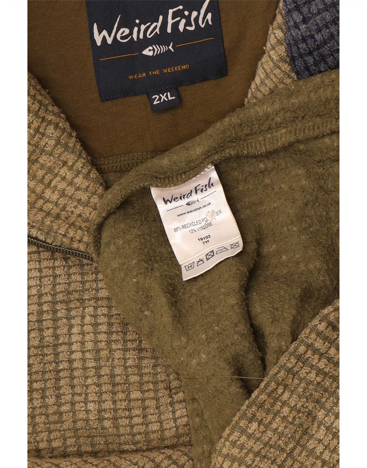 Męski sweter polarowy Weird Fish z zamkiem błyskawicznym, 2XL, poliester khaki