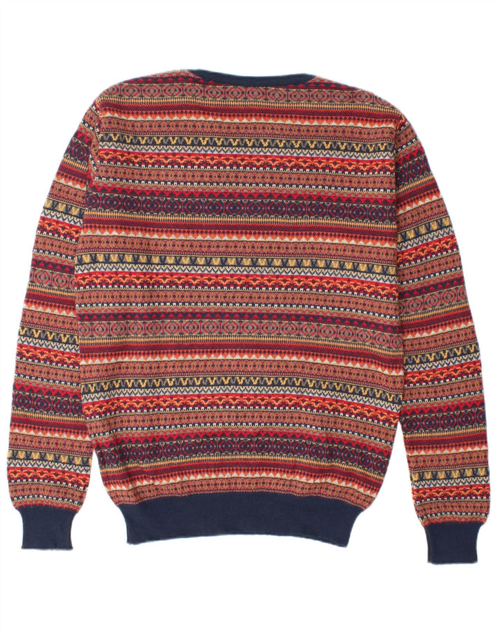 Vintage męski sweter z okrągłym dekoltem, średni, wielokolorowy Fair Isle