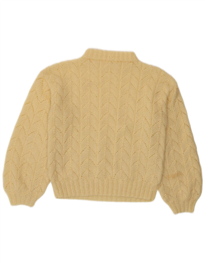 Sweter damski w stylu vintage z golfem UK 14, średni żółty