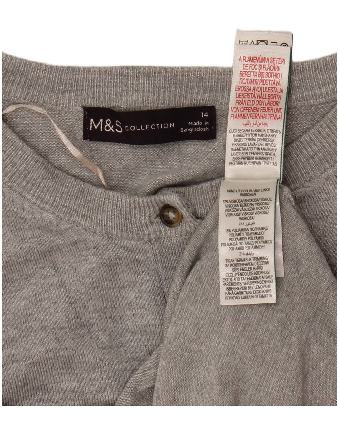 MARKS & SPENCER Krótki sweter damski UK 14, średnioszary, wiskoza