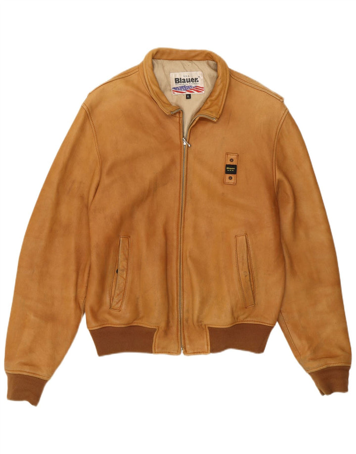 Damska skórzana kurtka bomber Blauer UK 18 XL, brązowa skóra