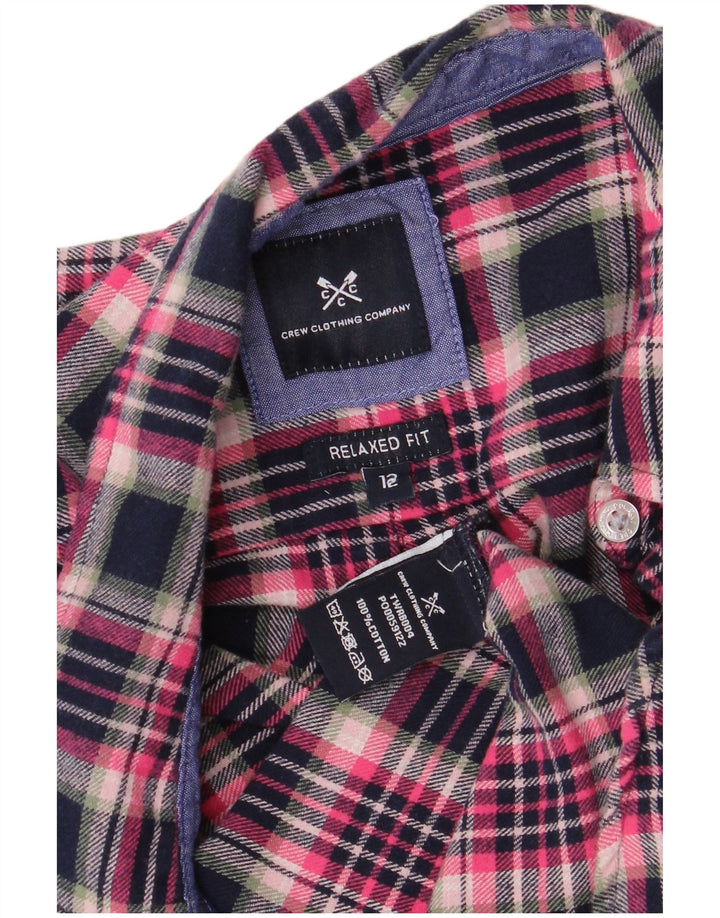 Crew Clothing Damska koszula flanelowa o swobodnym kroju UK 12 w średnią różową kratkę