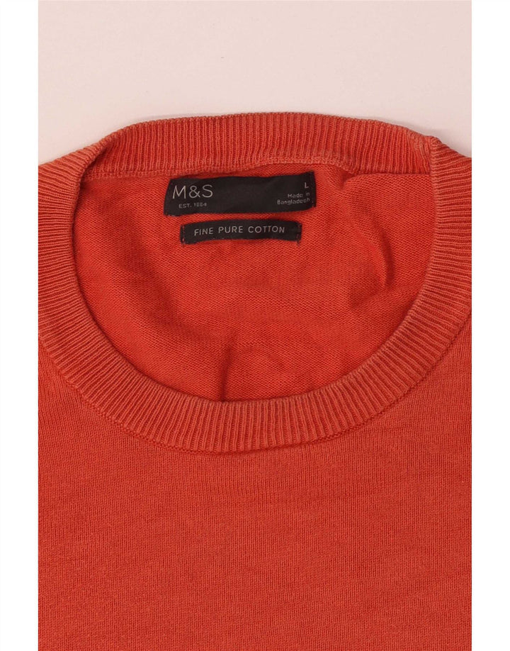 Marks & Spencer Męski sweter z okrągłym dekoltem, duży pomarańczowy