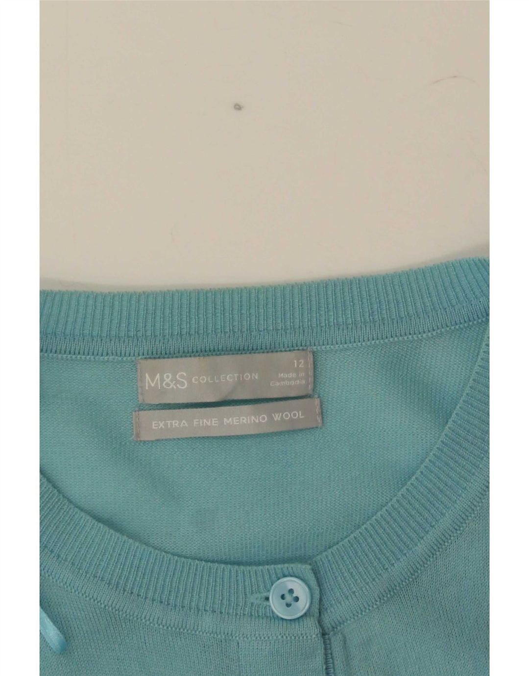 Marks & Spencer Damski sweter kardigan UK 12 Średni turkusowy wełna z merynosów