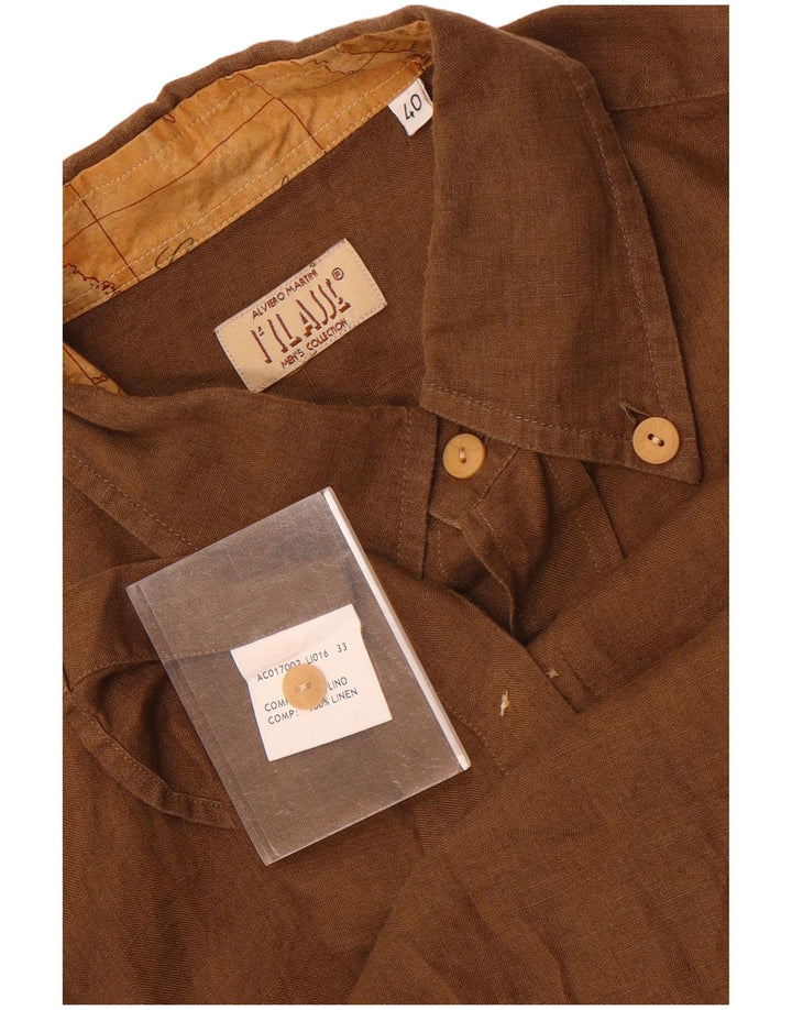 Koszula męska ALVIERO MARTINI rozmiar 40, średnio brązowa, lniana