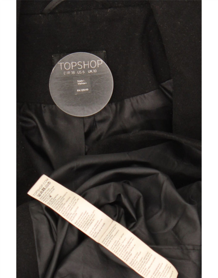 Topshop damski płaszcz otwarty UK 10, mały, czarny, poliester