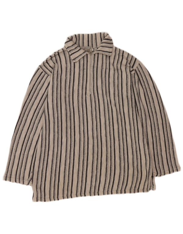 Vintage męski sweter polo w średnie białe paski