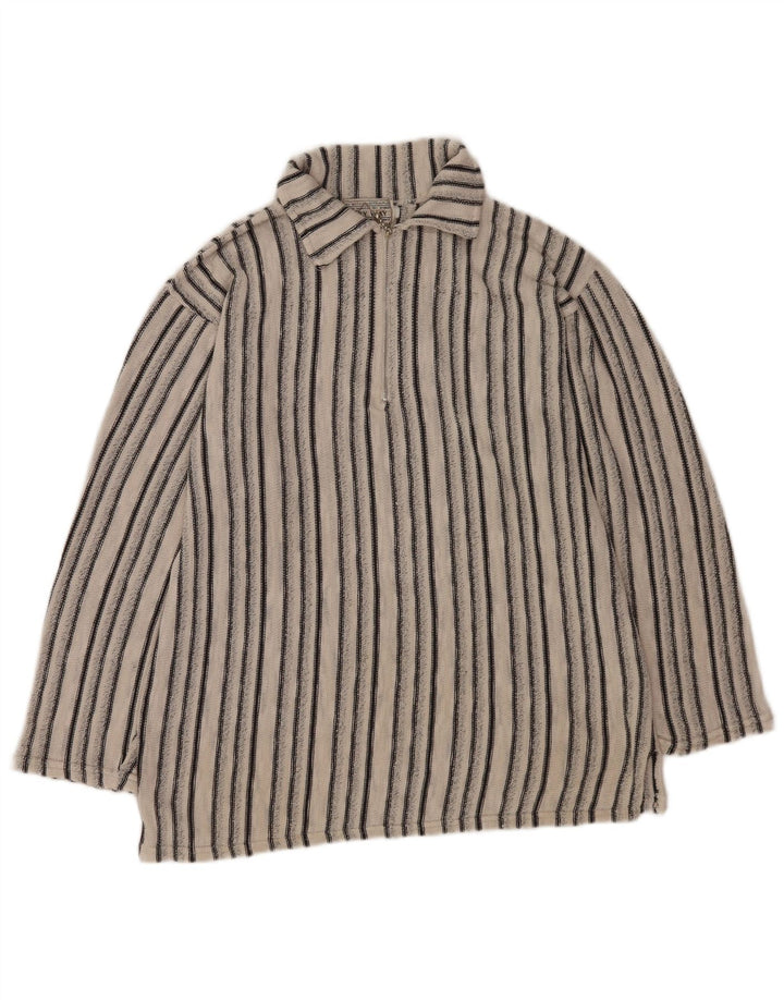 Vintage męski sweter polo w średnie białe paski