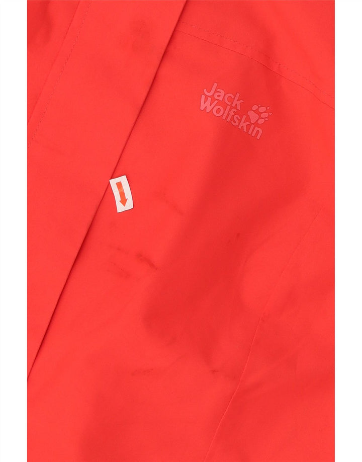 JACK WOLFSKIN Womens Hooded Raincoat UK 10/12 Medium Red Polyester Vintage Jack Wolfskin and Second-Hand Jack Wolfskin from Messina Hembry 