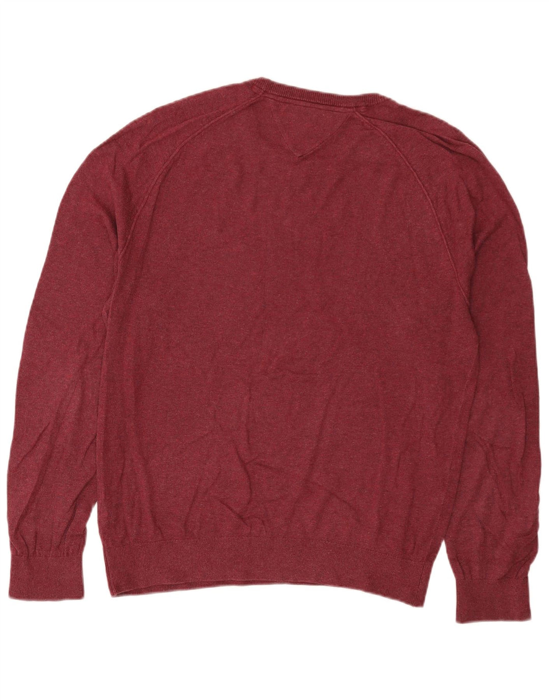 Męski sweter z wycięciem pod szyją Tommy Hilfiger, średnioczerwony, bawełniany