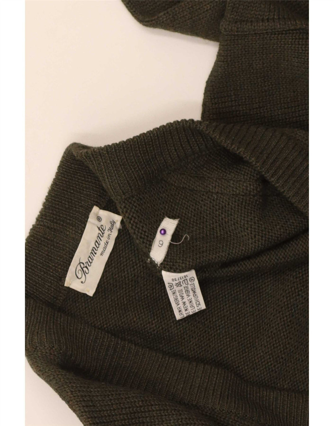 Bramante Męski sweter rozpinany, duży khaki Argyle/diamentowa wełna dziewicza