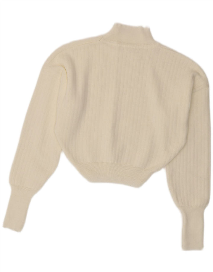 Vintage damski sweter z golfem UK 14, średni biały