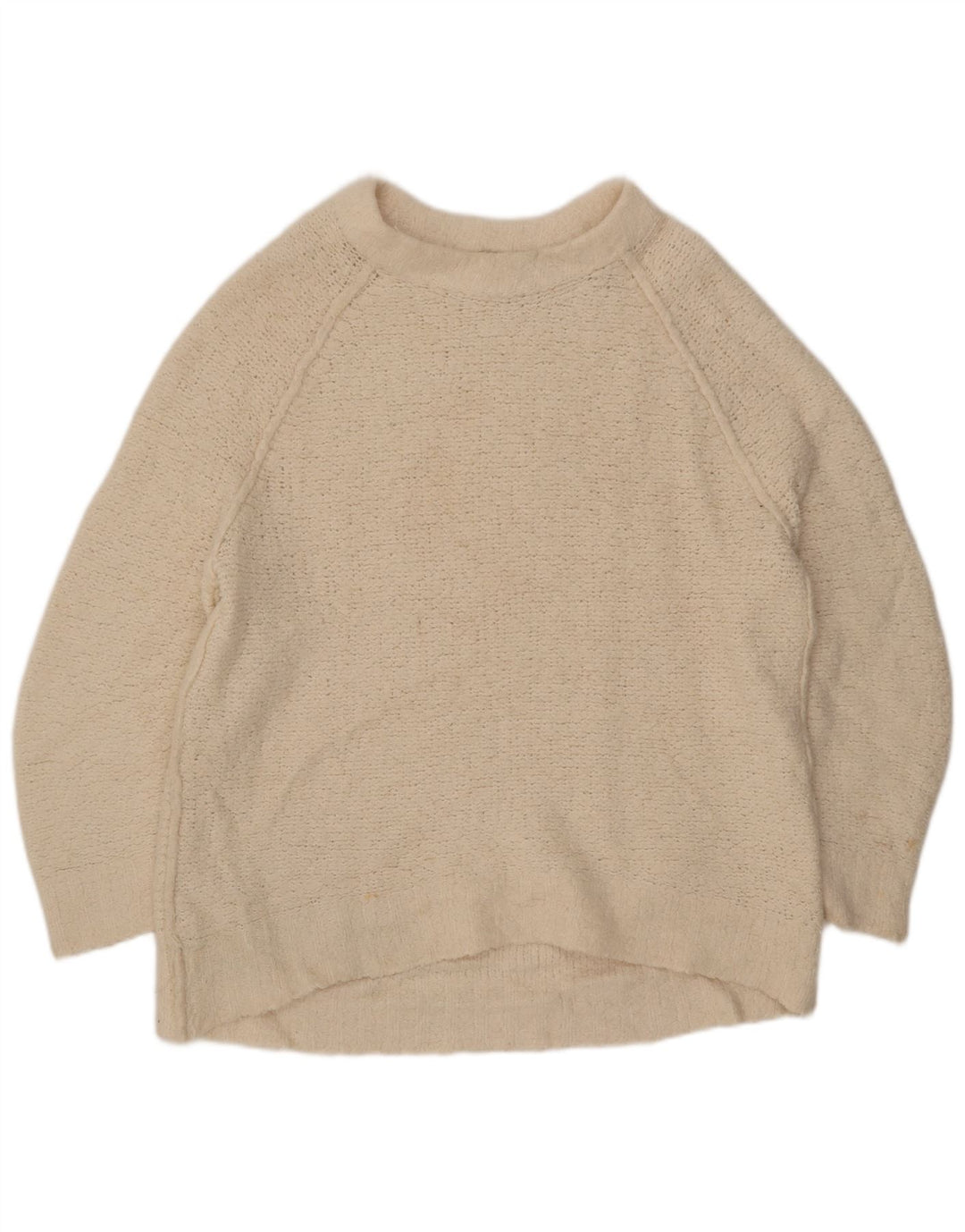 Vintage damski sweter oversize z dekoltem w łódkę UK 14 średni biały