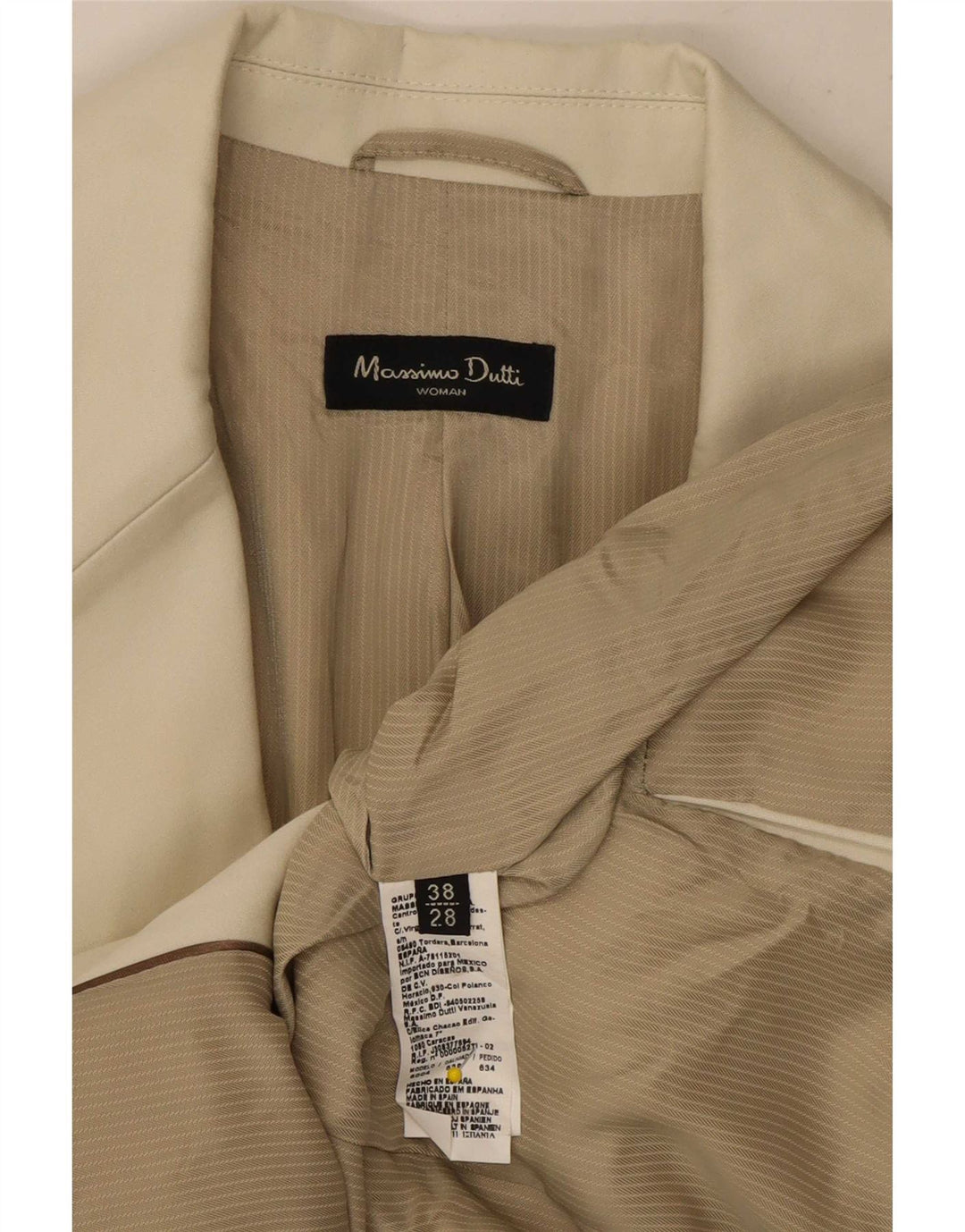 Męska marynarka zapinana na 2 guziki Massimo Dutti EU 38, mała, bawełniana w kolorze złamanej bieli