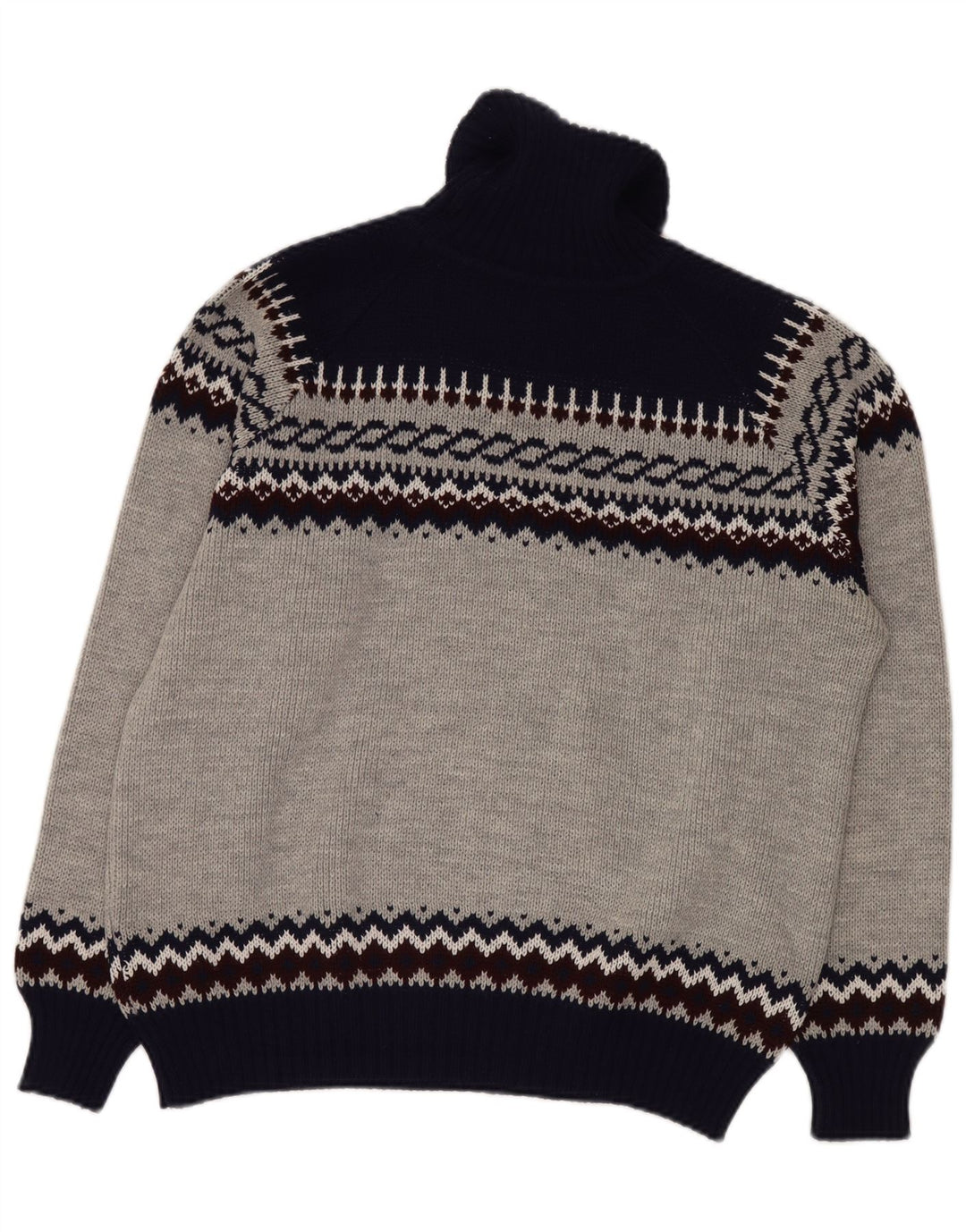Męski sweter z golfem VINTAGE IT 52/54 Large Grey Fair Isle