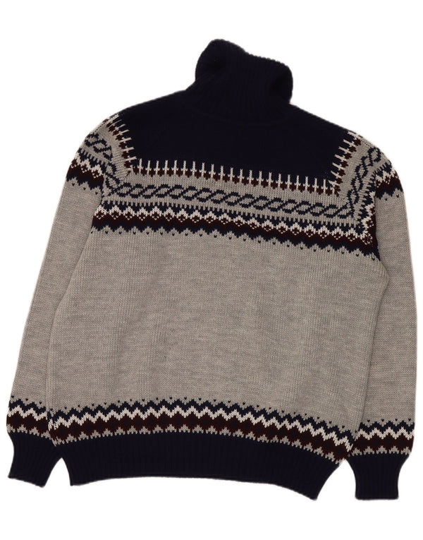 Męski sweter z golfem VINTAGE IT 52/54 Large Grey Fair Isle