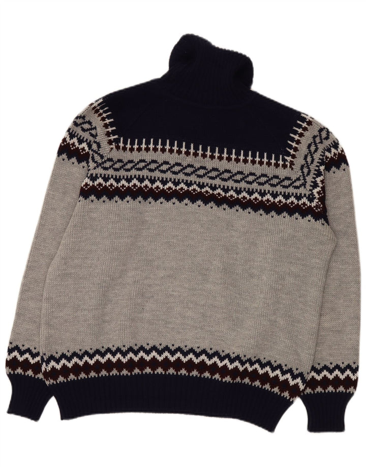 Męski sweter z golfem VINTAGE IT 52/54 Large Grey Fair Isle