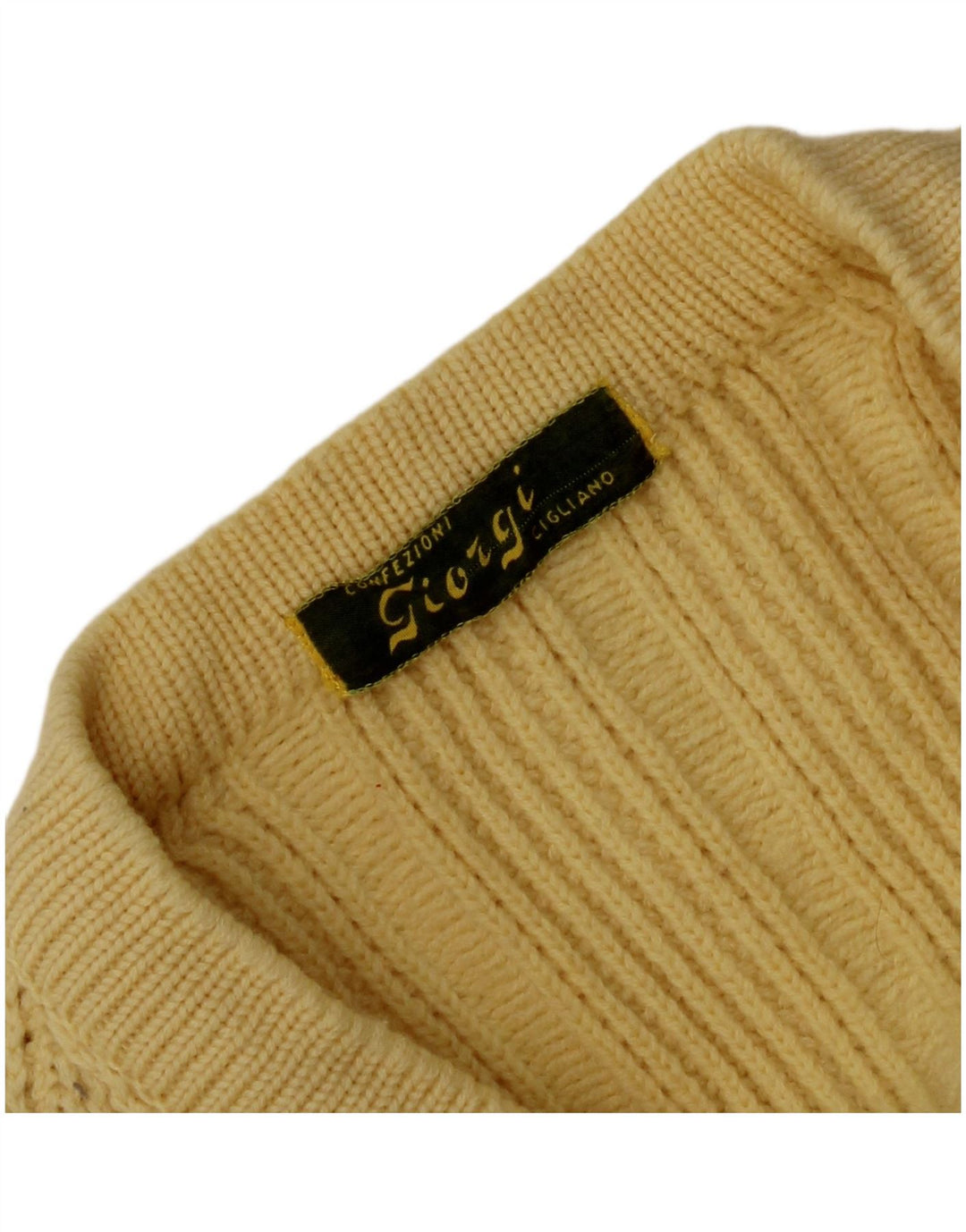 Sweter męski w stylu vintage z dekoltem w kształcie litery V, średnio żółty