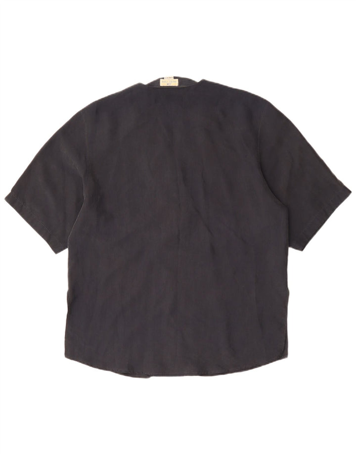 Damska bluzka koszulowa z krótkim rękawem BLUE CLUB IT 42 Średni czarny jedwab