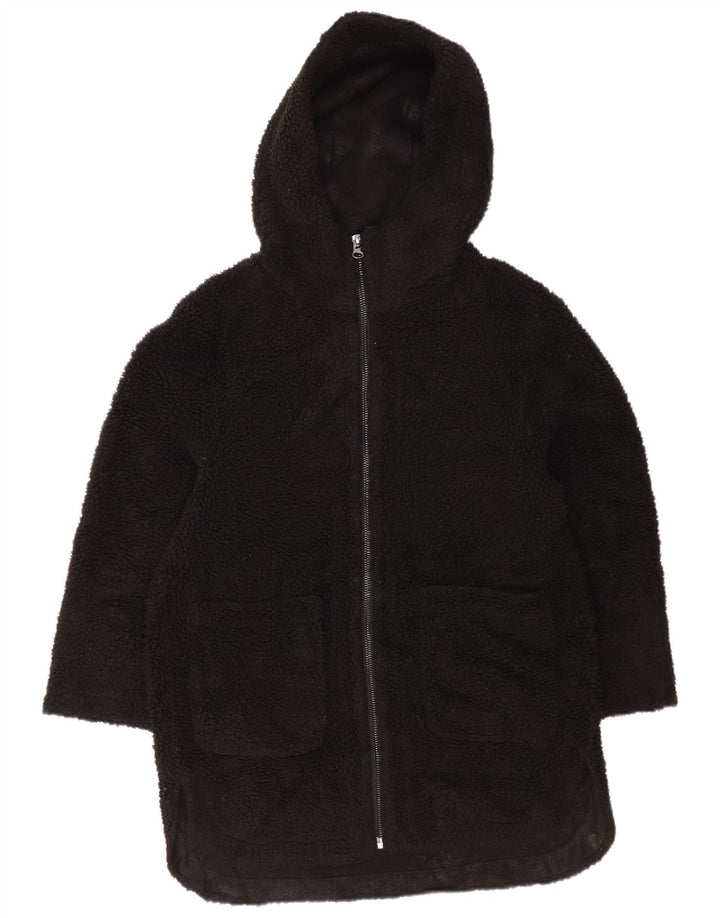 Damska kurtka polarowa z kapturem, oversize, Zara UK 6 XS, czarna, poliester