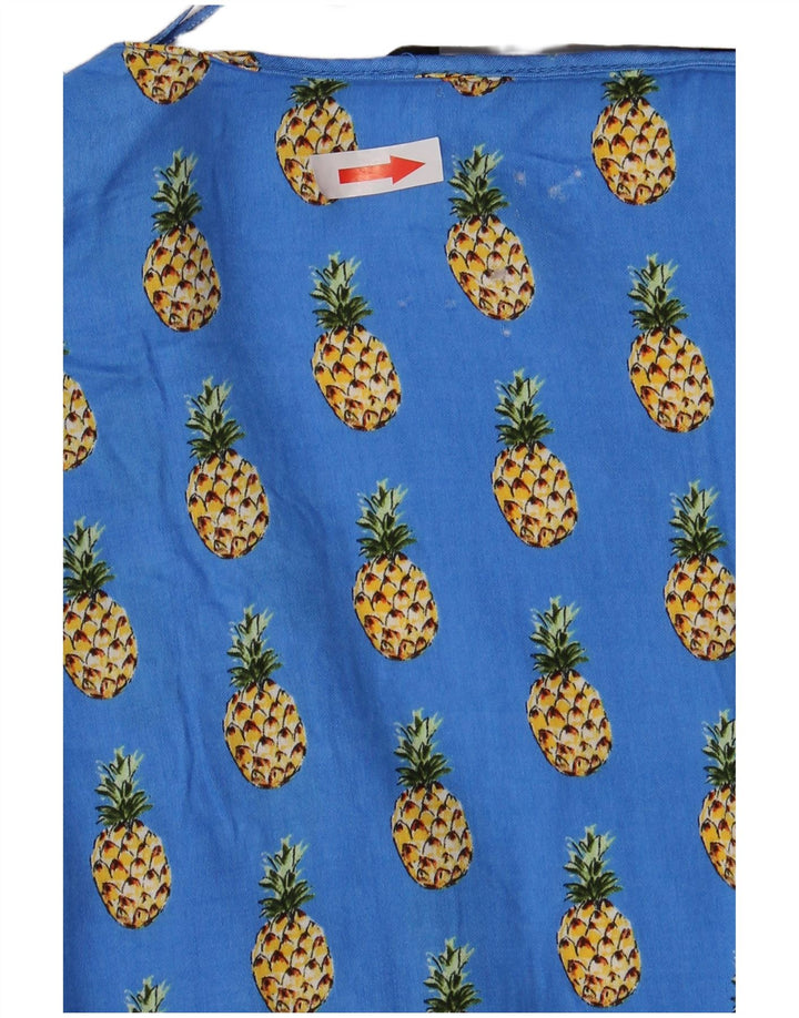 Damska bluzka Zara z abstrakcyjnym wzorem i rękawem 3/4, niebieska wiskoza UK 18 XL