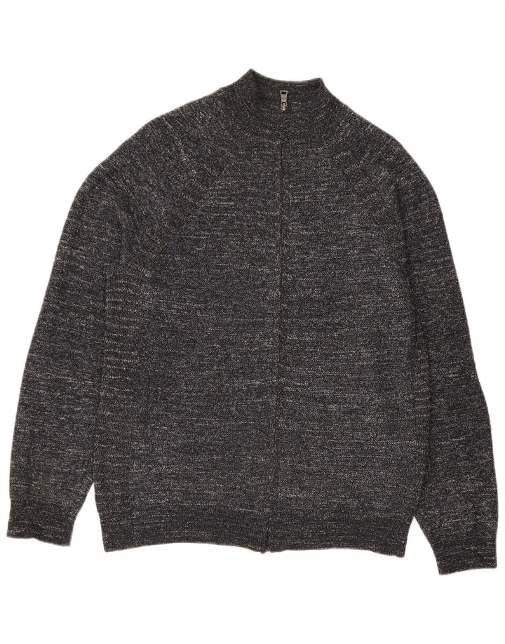 Marks & Spencer Męski sweter rozpinany Średni szary, nakrapiany poliester