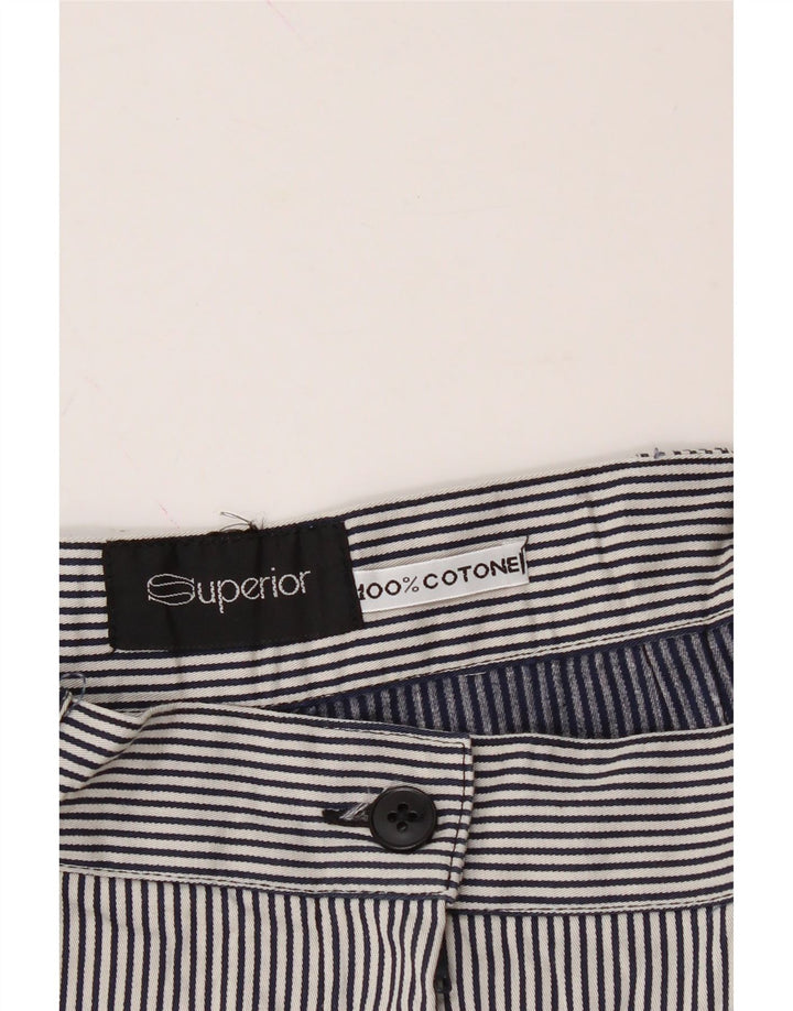 SUPERIOR Womens Casual Shorts W30 Medium  Navy Blue Pinstripe Nautical Vintage Superior and Second-Hand Superior from Messina Hembry 