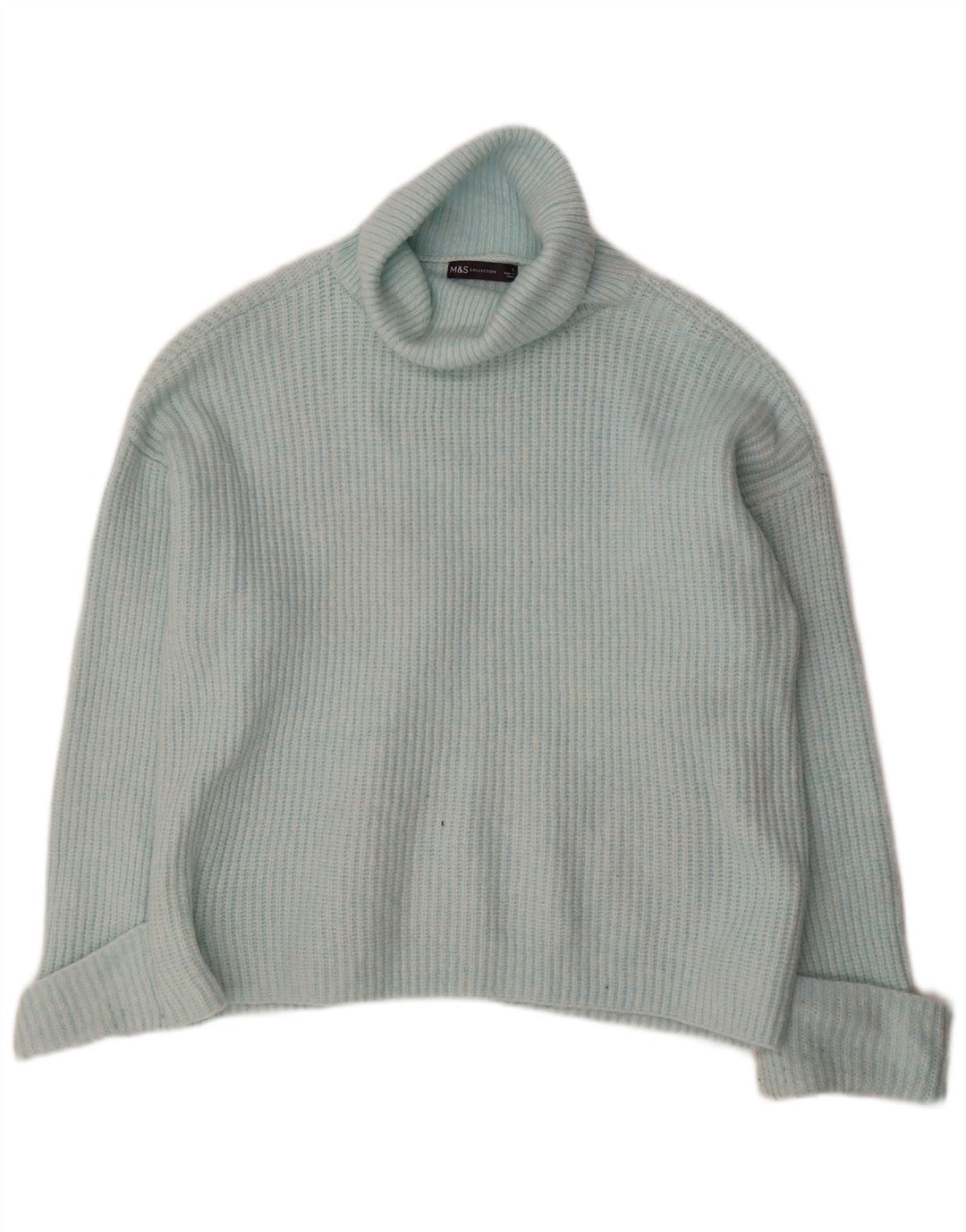 Marks & Spencer Damski sweter oversize z golfem, UK 16, duży niebieski