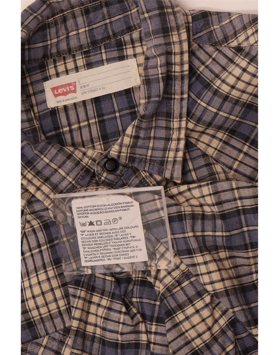 Koszula męska Levi's Slim Fit, duża, niebieska, bawełniana w kratę
