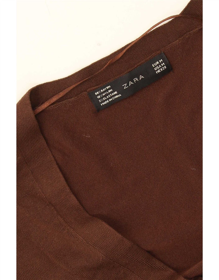 Sweter damski Zara UK 14 Średni brązowy sztuczny jedwab