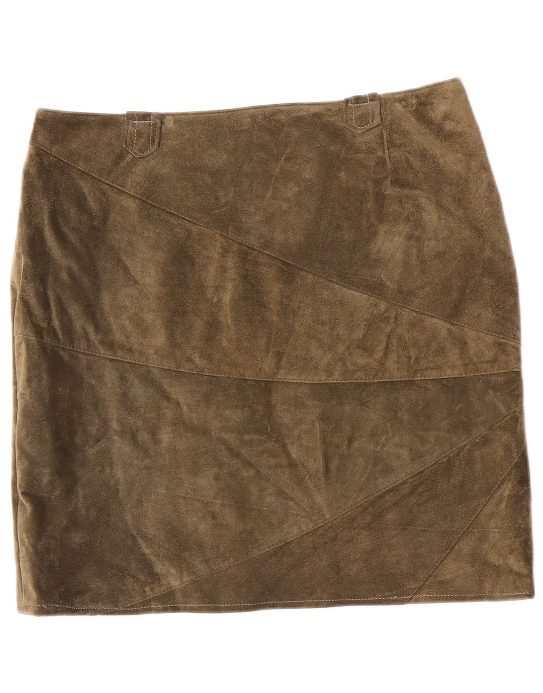 Damska spódnica zamszowa w stylu vintage, średnia skóra khaki W32