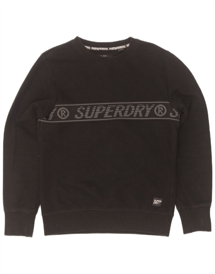 Męski sweter z grafiką Superdry, mały, czarny, bawełniany