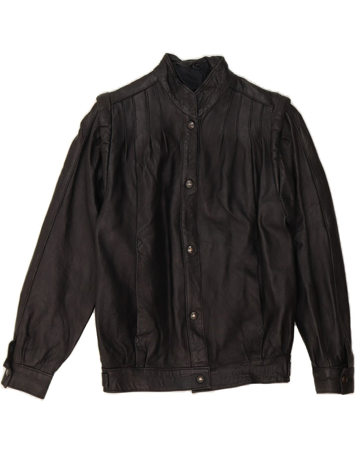 VINTAGE Womens Leather Jacket UK 14 Medium Black Vintage Vintage and Second-Hand Vintage from Messina Hembry 